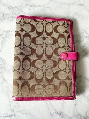 Coach Y2K Planner Agenda Notebook Signature Canvas Pink Trim